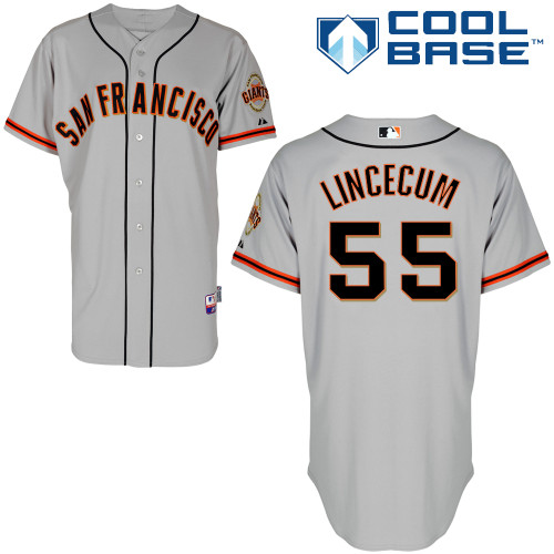 Tim Lincecum #55 Youth Baseball Jersey-San Francisco Giants Authentic Road 1 Gray Cool Base MLB Jersey